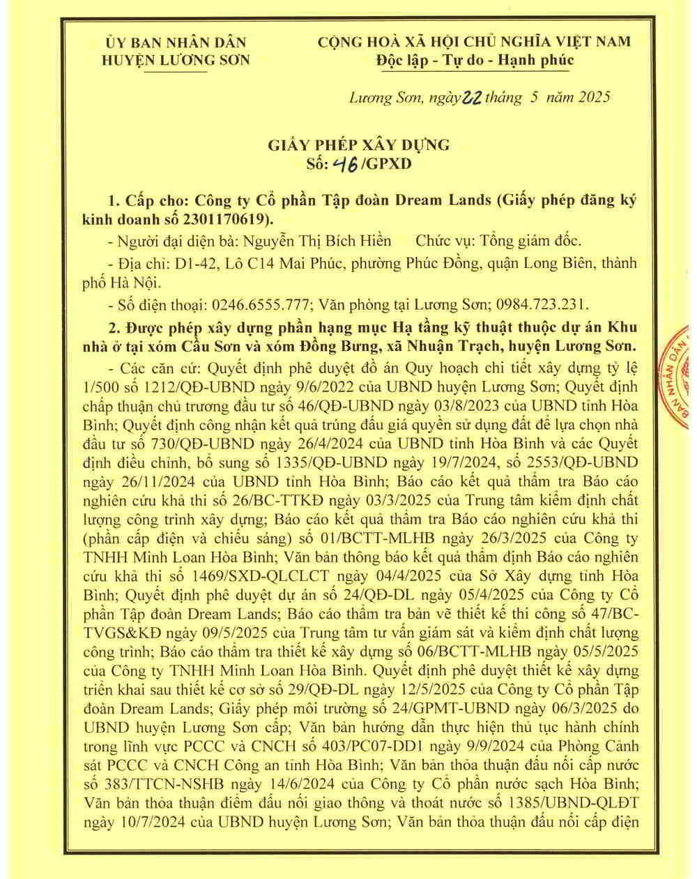 Dream Garden City giấy phép xây dựng